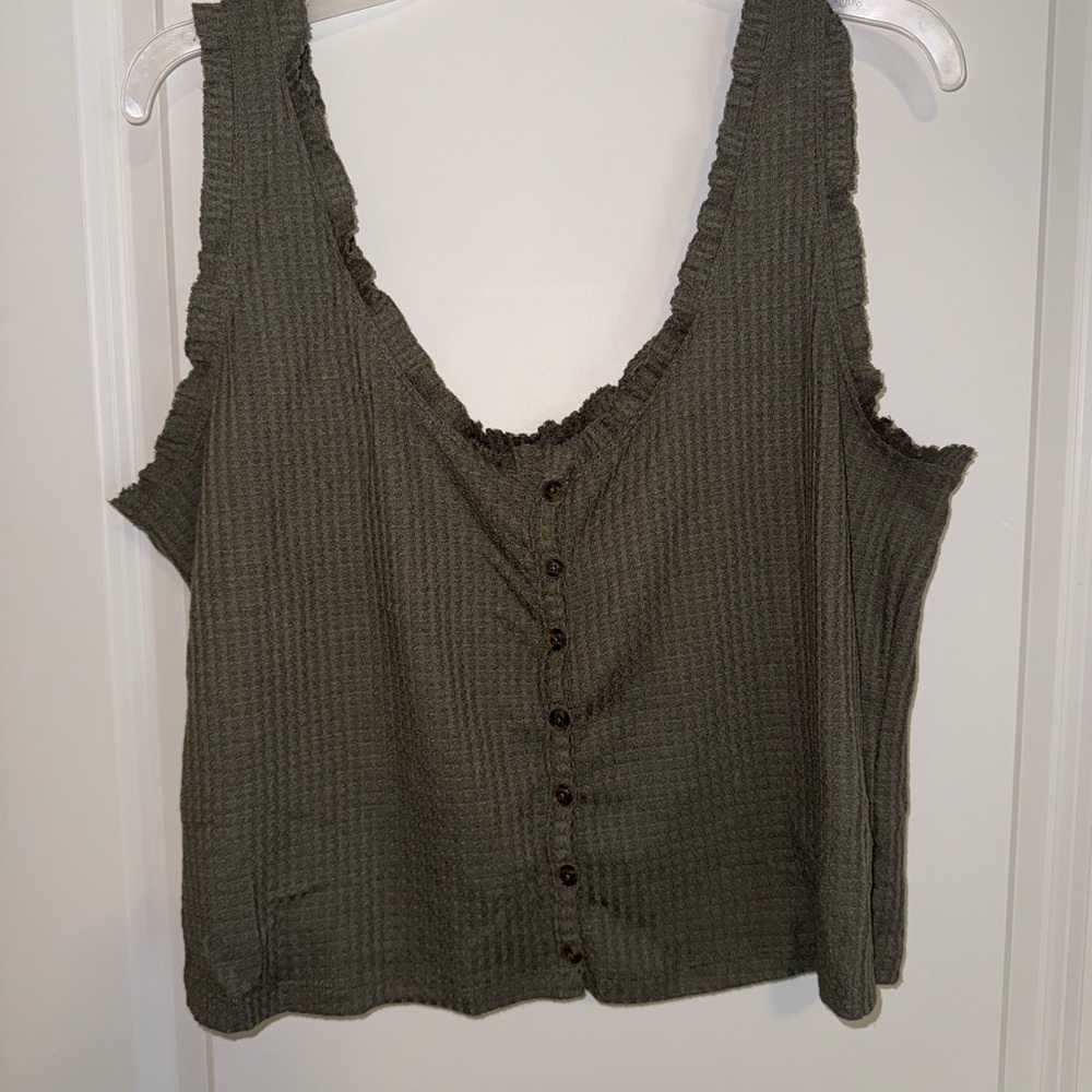 Wild Fable Olive Green Button-Up Women's Tank